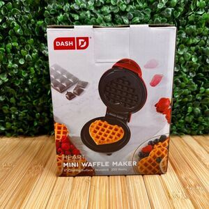 NIB Red Valentine Heart Dash Mini Waffle Maker Machine 4" New Great Gift